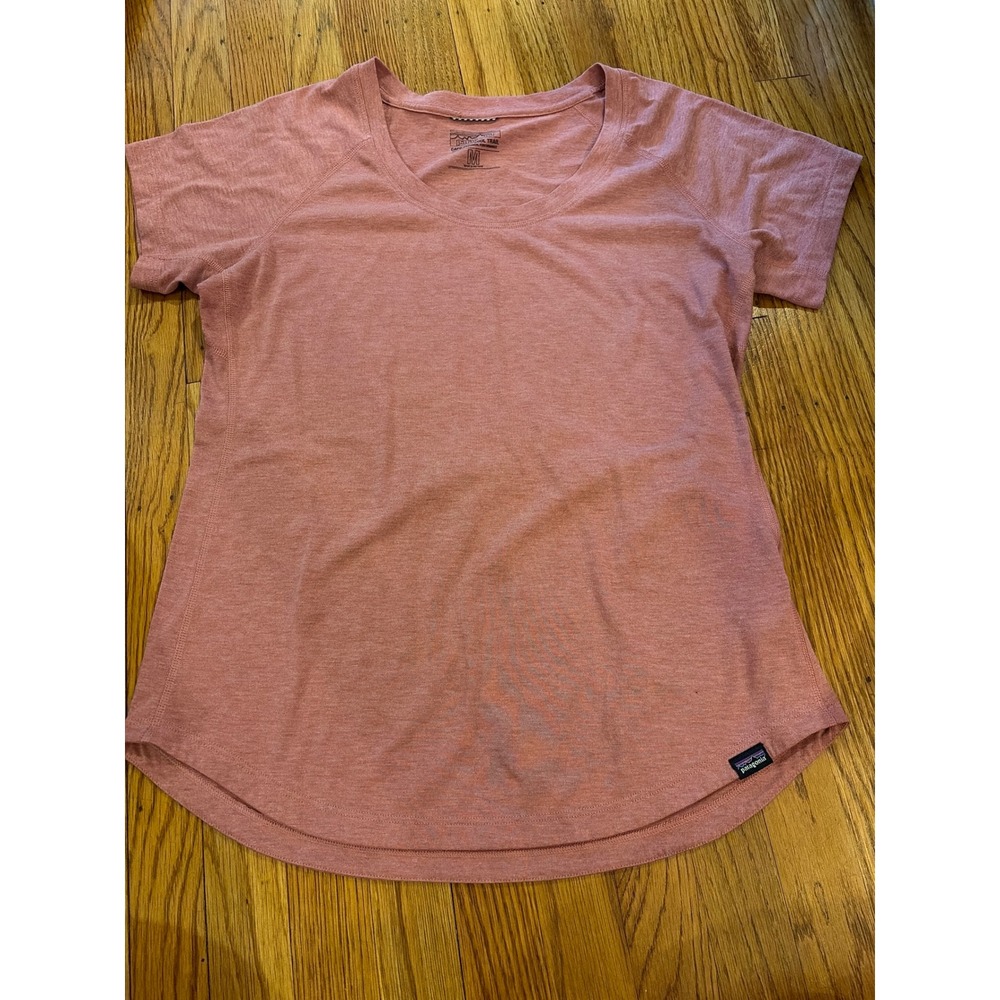 Patagonia Capilene Cool Trail Shirt Womens Medium Pink Heathered Short Sleeve